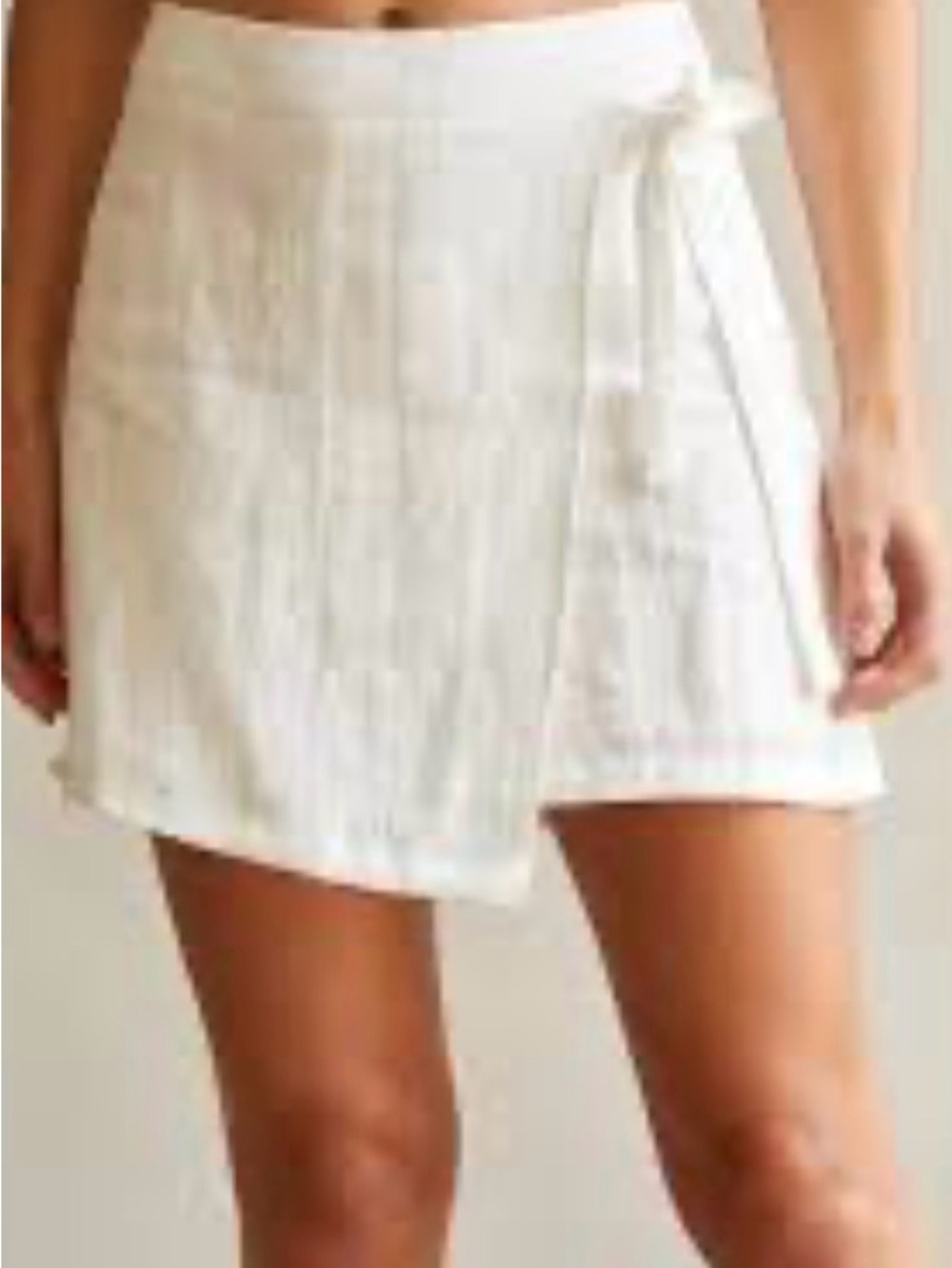 White Wrap Tie Mini Skirt